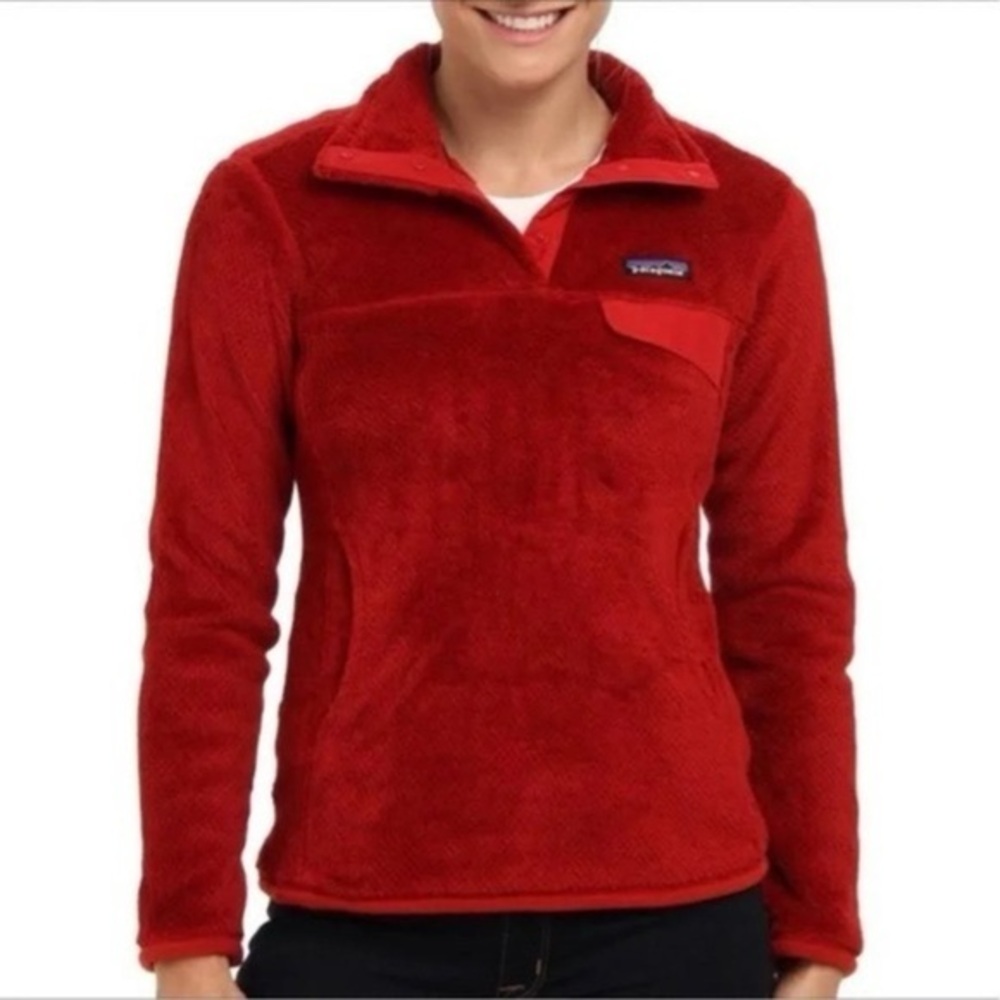 patagonia retool snap‎ tee pullover size xsmall maroon fleece half snap hiking